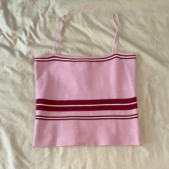 Lulus Tops - Lulu's Pink and Red Striped Crop Top